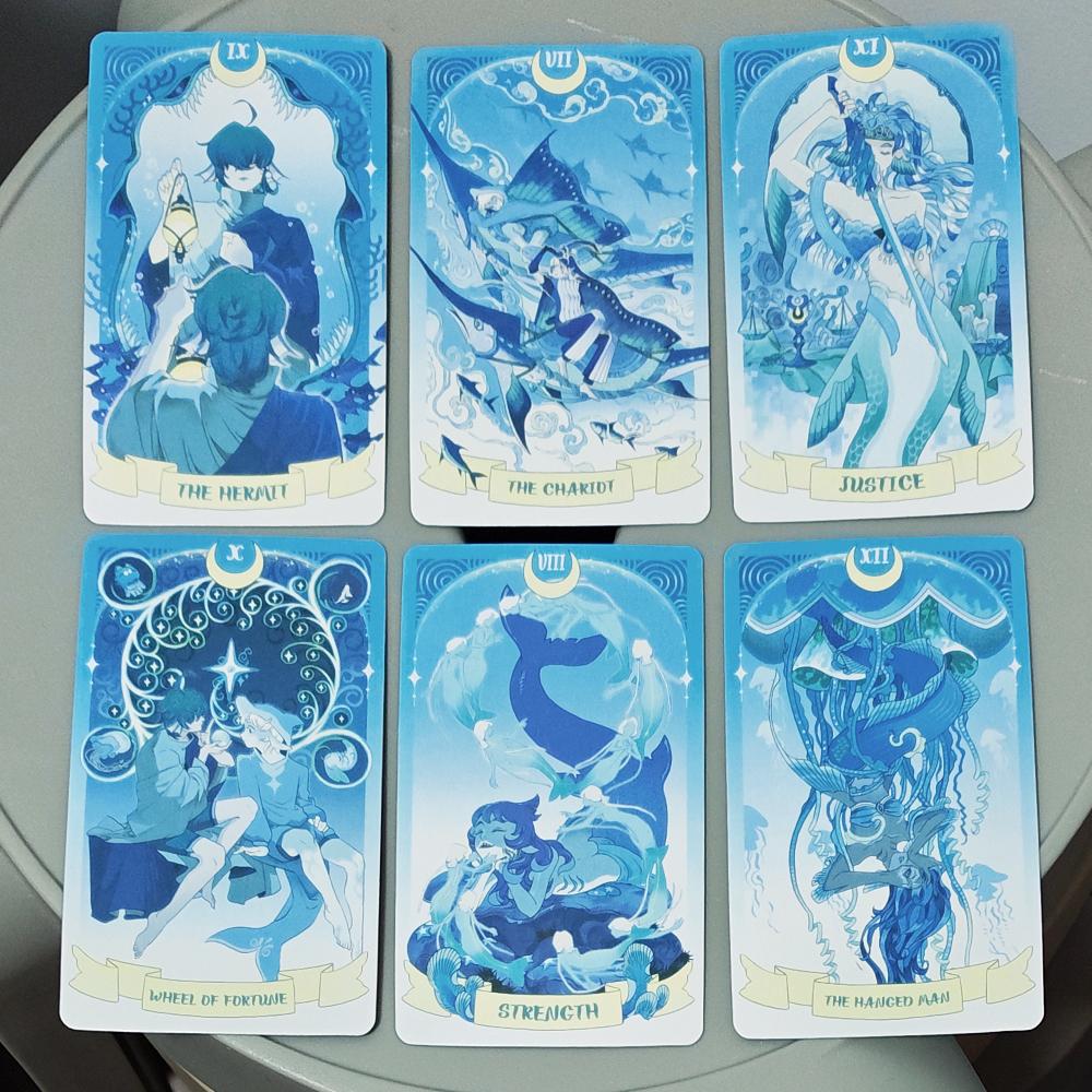 10.3*6cm Sea in Moonlight Tarot | New Moon Tarot Deck, 78 Cards, Underwater Mermaid Art Tarot, Classic Rider Waite System