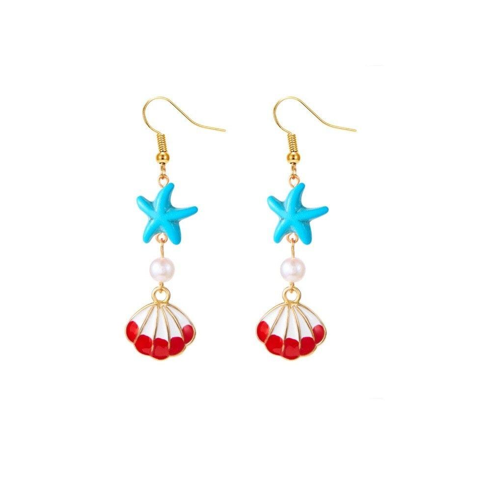 Bohemian Starfish Stud Earrings Exaggerated Shell Drop Earrings  Lady/Gifts