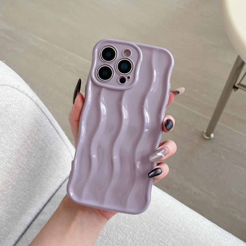 INS High-End Wave Stripe Case for iPhone 17 Pro Max, Apple 16 Solid Color Simple 15/14