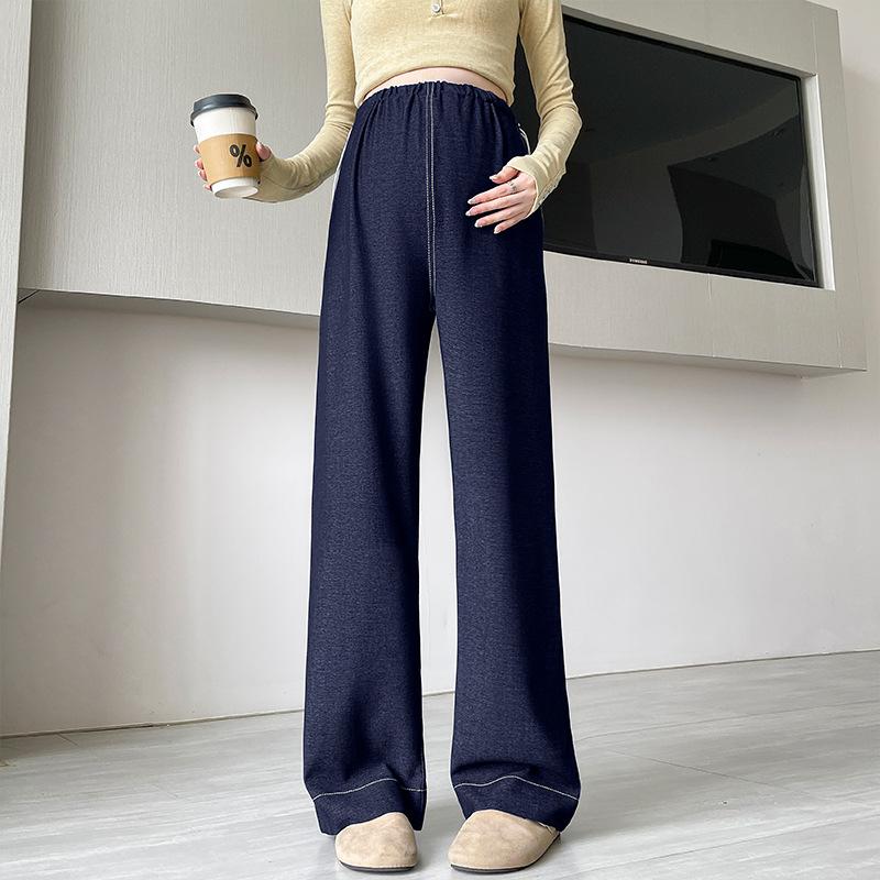 0 maternity pants high-waisted jeans casual wide-leg pants autumn wear straight pants no belly support pants autumn trousers