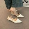 Fashion Women's Low-heeled Bag Head Sandals French Nude Thick-heeled Backless Shoes Fragrance Design