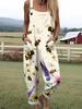 Bretelle da donna Jumpsuit estiva da donna con stampa retrò europea e americana
