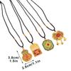 Premium Sand Gold Flower Wire Hollow Lucky Charm Bag Gourd Necklace Wealth Attracting Peace Lock Longevity Lock