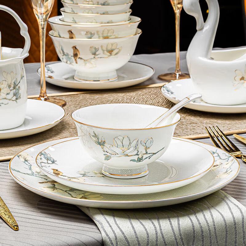 Maud Lanca Jingdezhen Light Luxury 61-Piece Chinese Ceramic Dinnerware Set