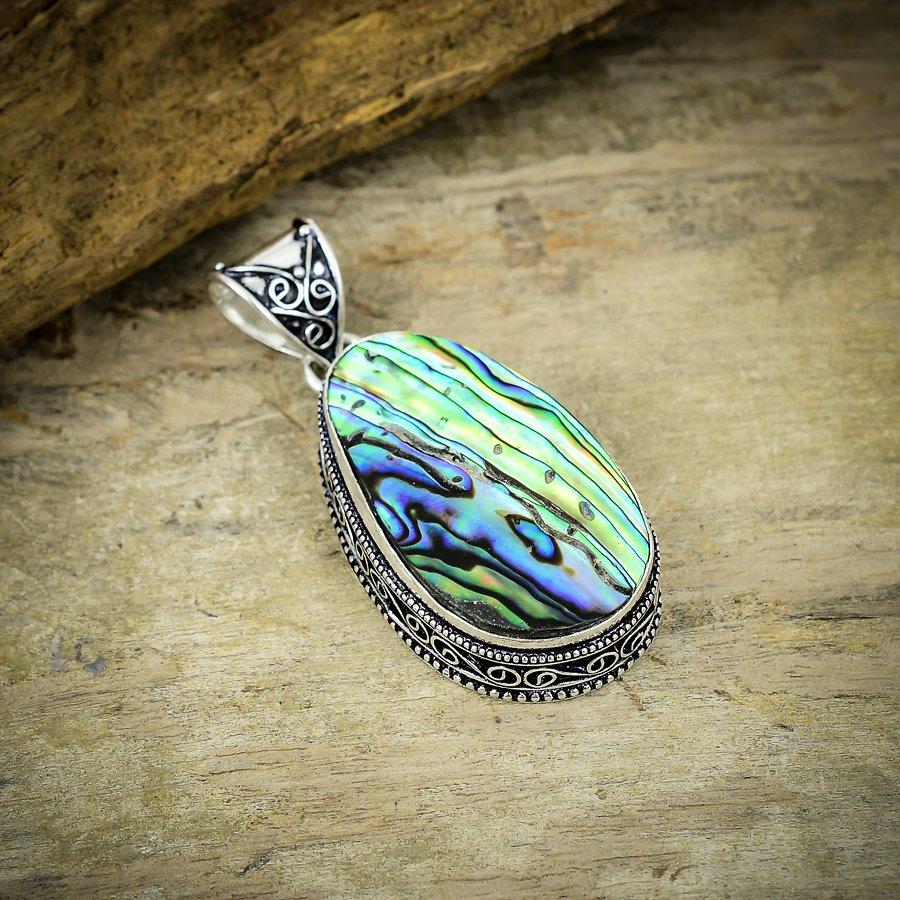 

Abalone Shell Gemstone Handmade 925 Sterling Silver Jewelry Pendant 2.17 M-2