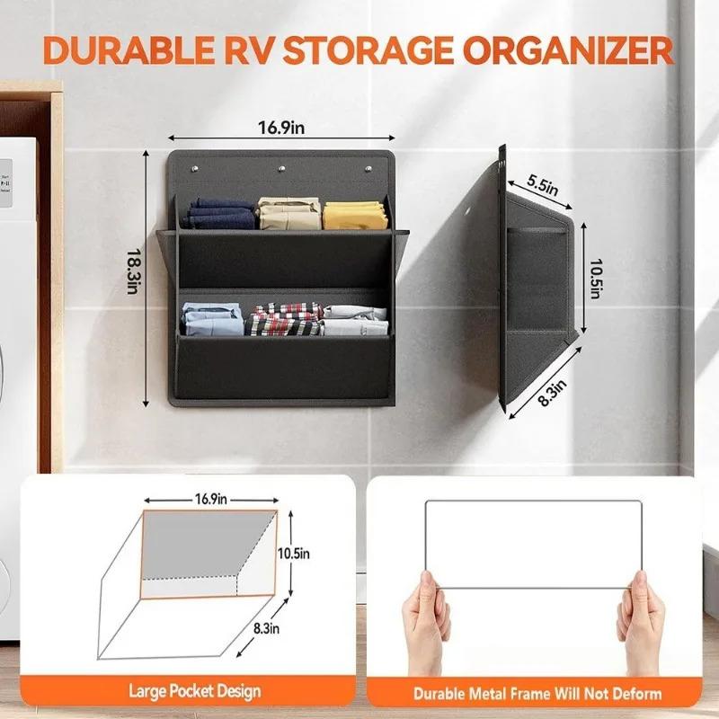 1 RV shoe rack with adhesive tape door, equipped with large deep pockets, suitable for families and campers to use