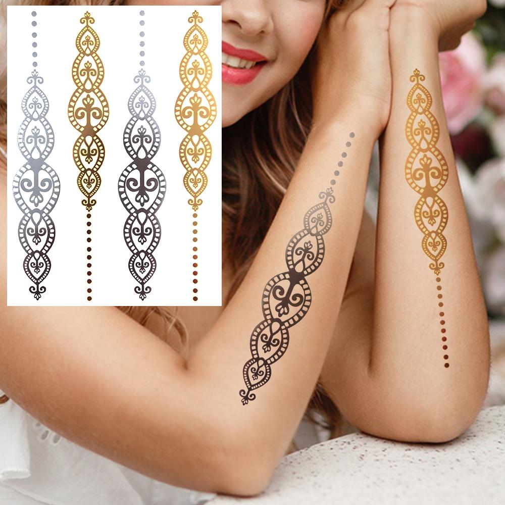 Golden Turtle Anchor Temporary Tattoo For Women Adult Realistic Compass Flower Fake Tattoo Sticker Washable Body Art Tatoo Decal