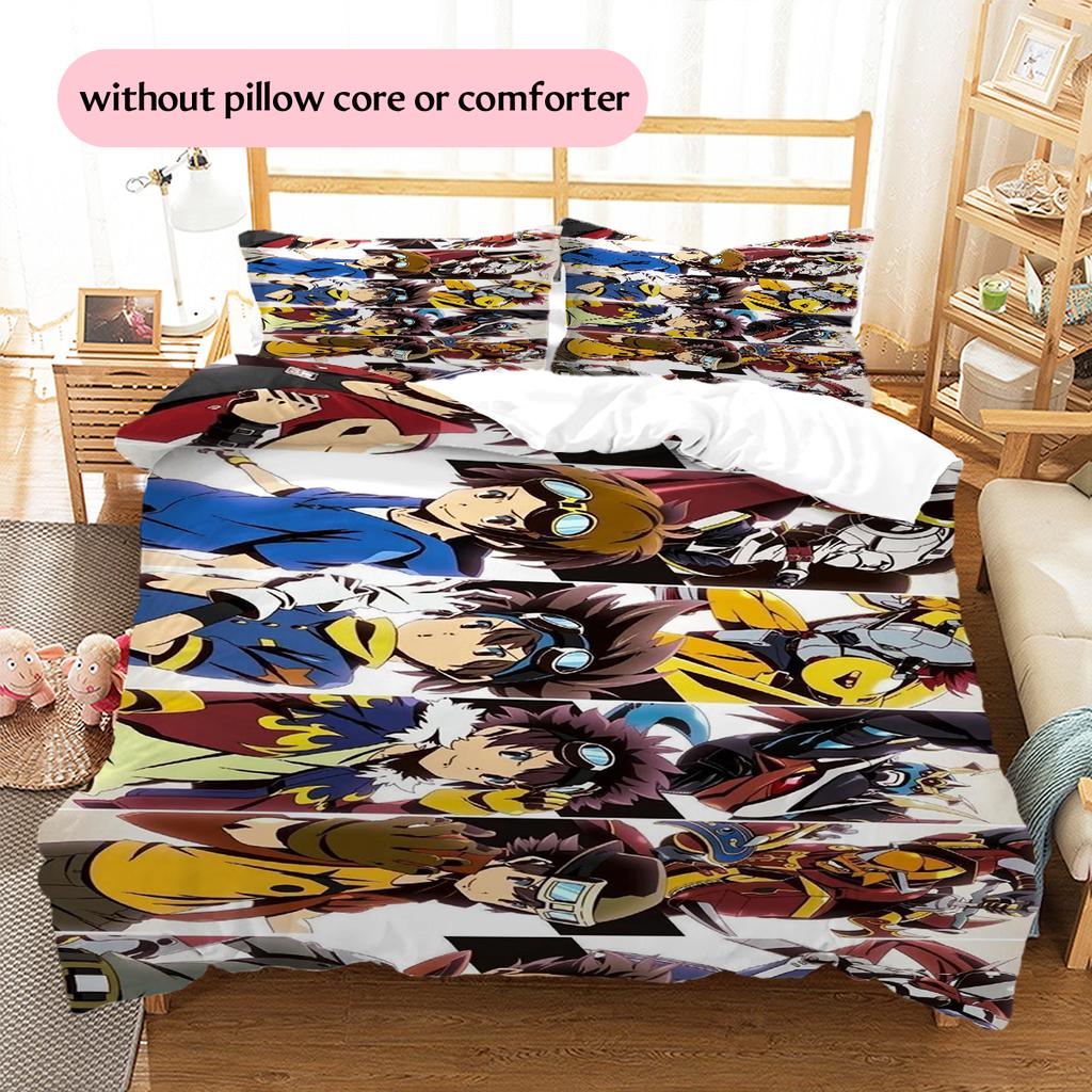 Digimon Collage Duvet Cover & Pillowcases, Digimon Fan Bedroom Bedding, Perfect Gift.chl