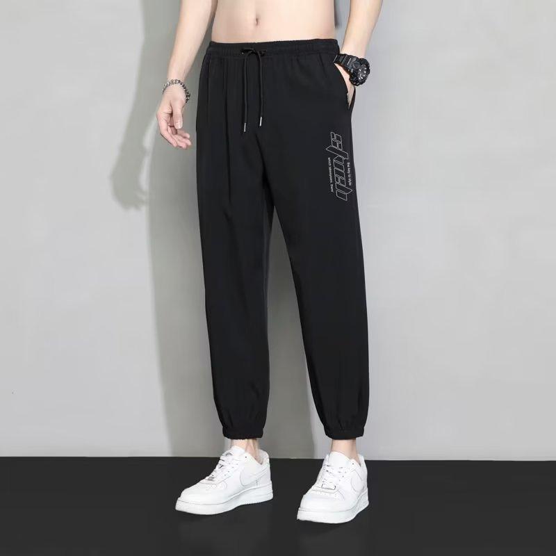drape ice pants men's summer thin large size loose fashion trend straight mopping trousers