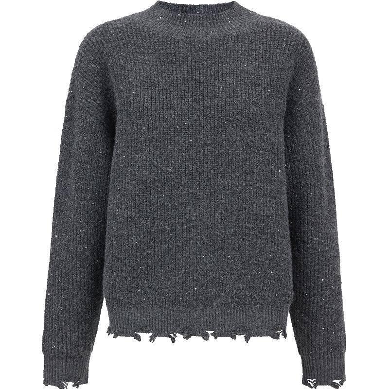 

VEROMODA Women s Drop-Shoulder Sparkle Knit Round Neck Sweater XL