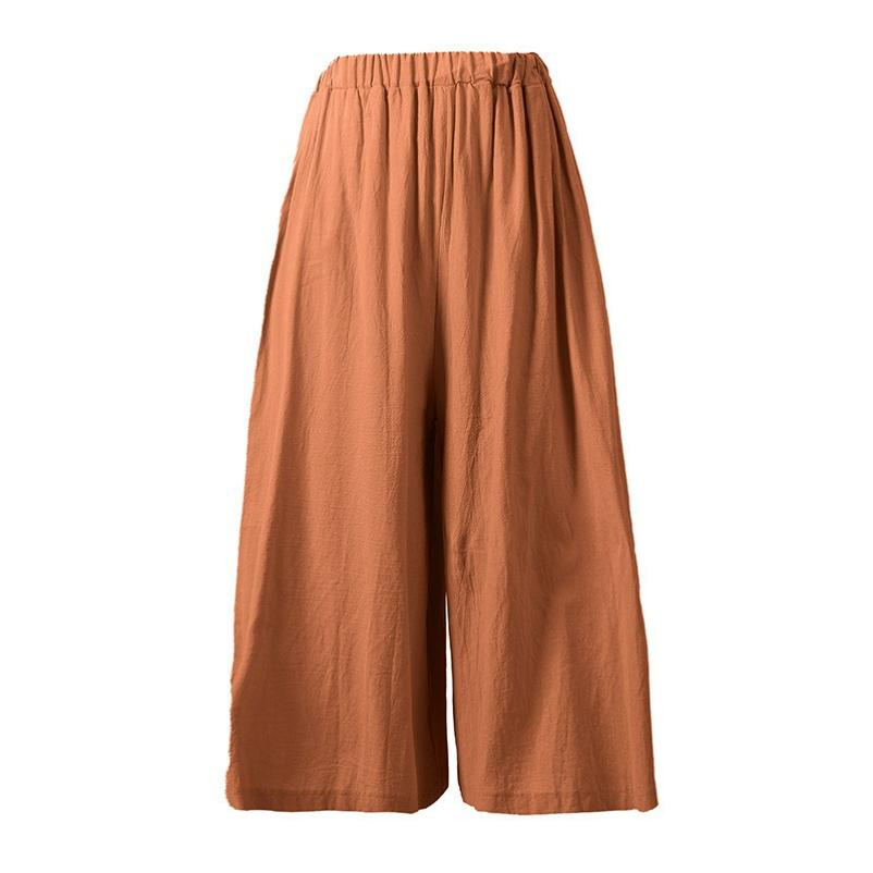 

Summer Breathable Linen Wide-leg Pants, Nine-point Pants, Women s Loose Linen Trousers, Skirt Pants, Women s Pants onesize помаранчевий