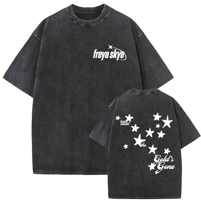 

Vintage Washed Freya Skye World Tour T Shirt Men Women Retro Fashion Short Sleeve Tshirts Hip Hop ONeck Clothing Tshirt S