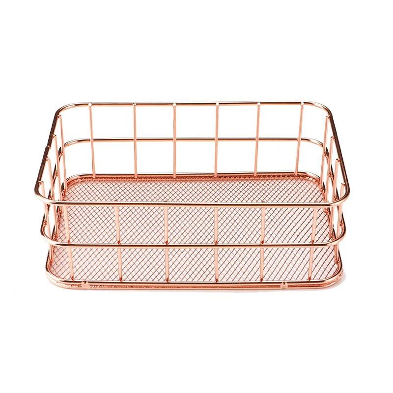 Nordic Iron storage Basket jewelry organizer Gold Office Desktop Sundries Makeup Brushes Holder Table Cosmetics Organizer Rack