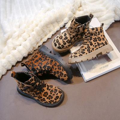 Winter Girls' Boots New Fashion Leopard Printed Children's Causal Ankle Boots Versatile Kids Platform Cotton Boots Comfortable