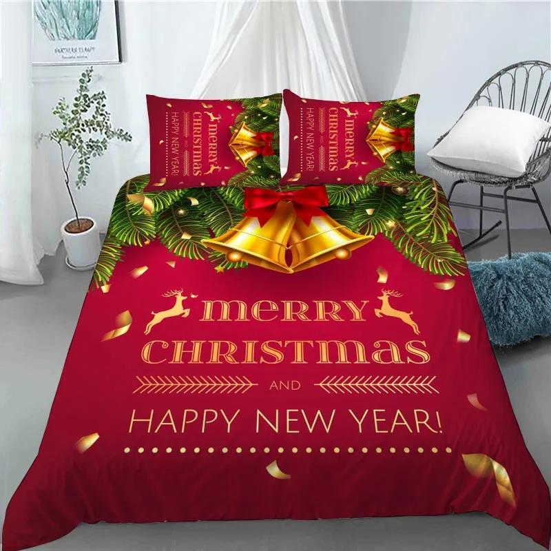 3D Christmas Decoration Duvet Cover Fashion Santa Claus Quilt Cover With Pillowcase Queen King Size For Kids Adult Bedroom Decor