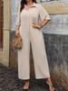 Elegant Women's Plus Size Jumpsuit - Comfortable Summer Wear with Button Shirt Collar and Solid Colors