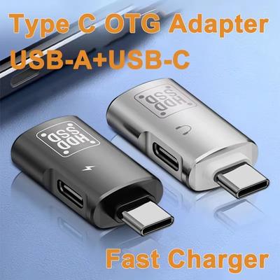 For HDD SSDType C OTG Adapter USB-C Male To USB 2.0 Female With Type-C Charging Port Adapter  For Xiaomi Huawei Connector