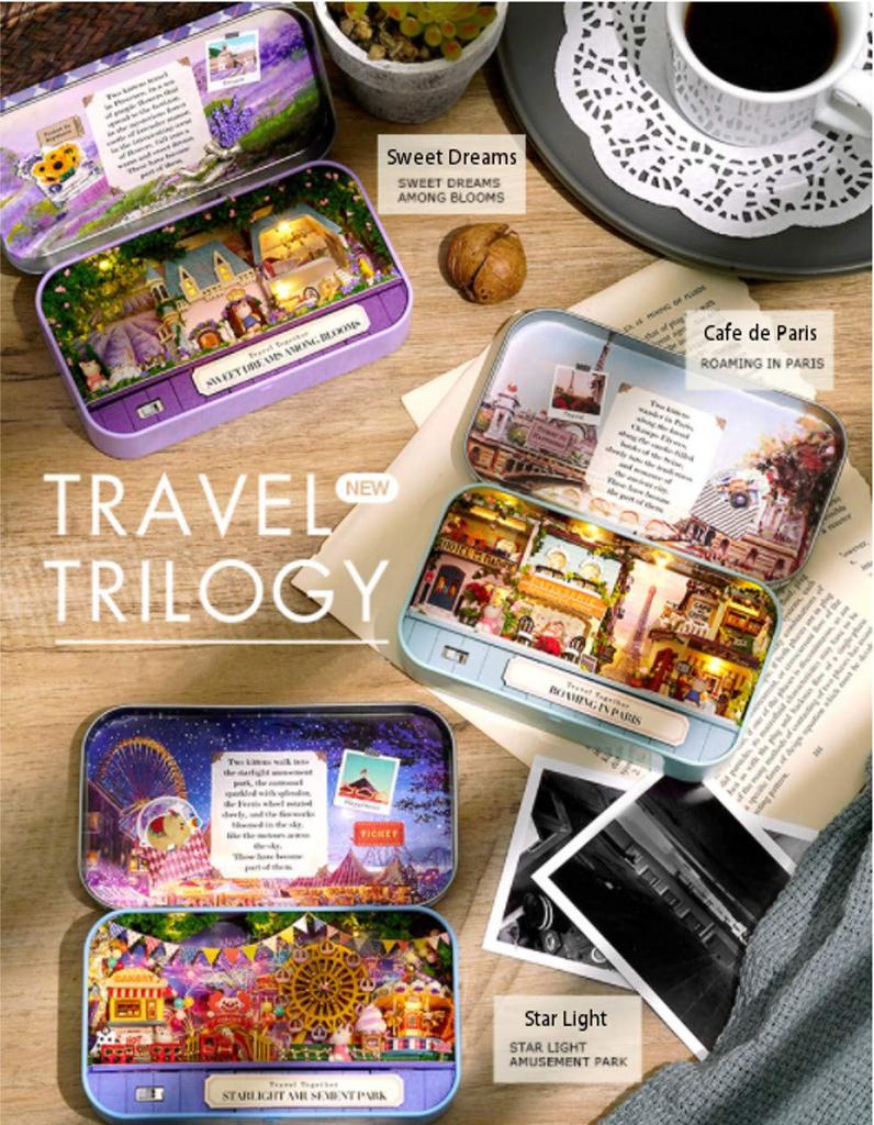 Little Swallow Miniature Handmade Dollhouse DIY Gift Miniature Cute Rabbit Craft Light Kit, Toy, Hobby, Box, Tin, House, Kit, Kids, Beginners, Kit,