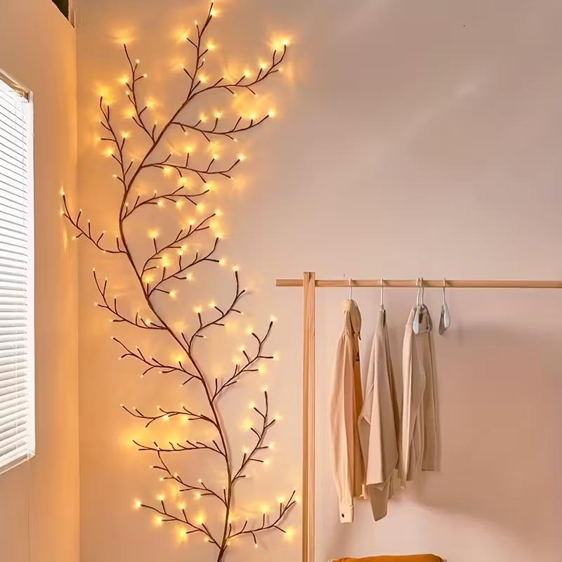 1PC 144LED Flexible Willow Vine Lights 8 Modes USB Powered Warm White Willow Vine Lights for Bedroom Living Room Christmas Decor
