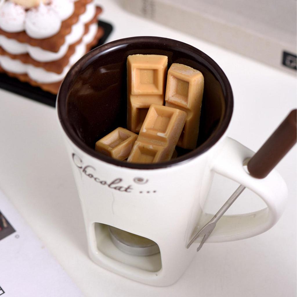 130 ml Schokoladen-Fondue-Tasse mit Gabel zum Kochen von Süßigkeiten, Mahlzeiten und für den Heimgebrauch.