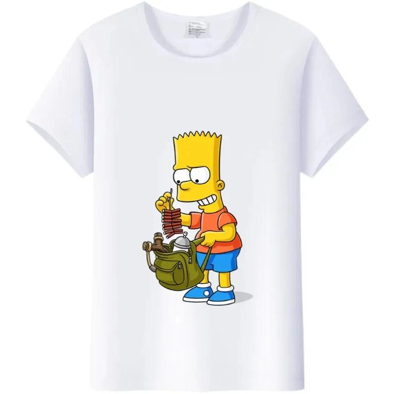 Casual Disney Cartoon Simpson Harajuku T-shirt Summer Blouses Ladies Men White Tees Tops Short Sleeve Blouses Women 90S Tshirt