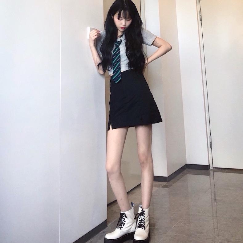 

2024 Women s High Waist Black Bodycon Slit Midi Skirt XS чёрный