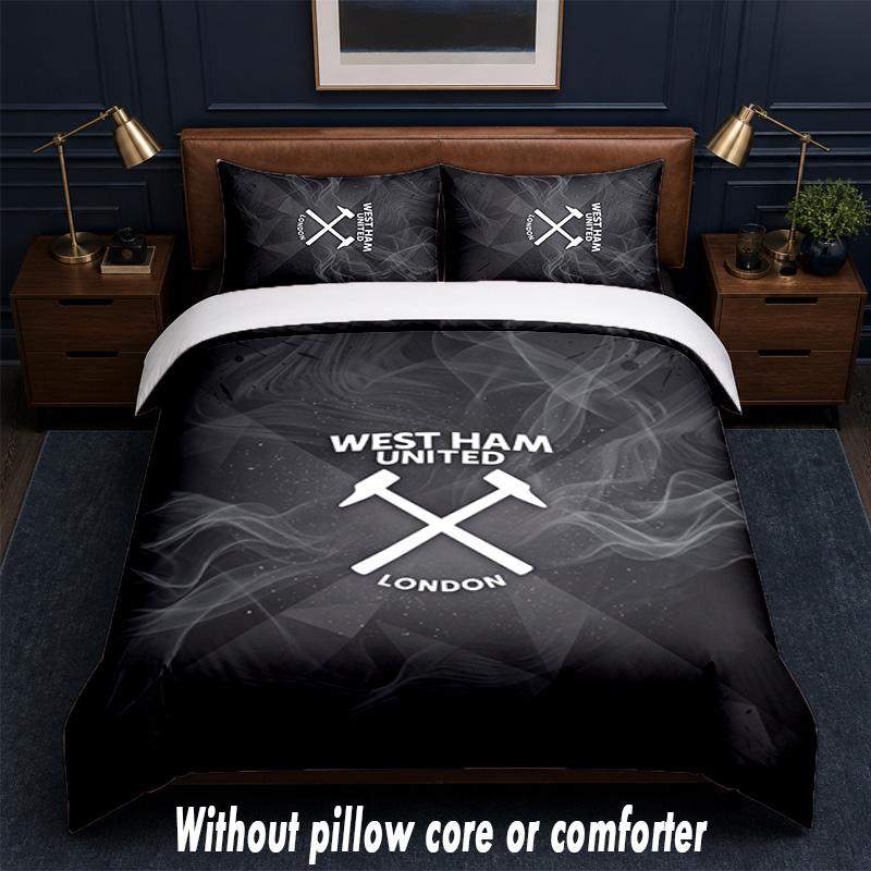 Set Biancheria da Letto West Ham United Football Design 1 Copripiumino + 2 Federe Morbido Traspirante Biancheria da Letto per la Casa