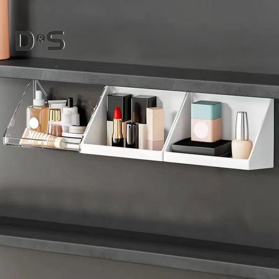 1/2/3Pcs Wall Mounted Storage Organizer Clear Storage Box Strong Load-bearing Easy To Install Bathroom Cabinet Shelves Organizer