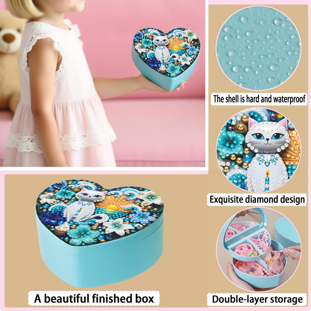 DIY Diamond Painting Rhinestones Decorative Storage Box Partial Drill Crystal Mosaic Storage Container for Desktop Diamond Art