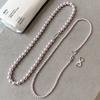 Shijia Pearl Tin Alloy Manta Rose Color Women's Double-layered Beads Sweater Chain Electroplated Minimalist Light Luxury