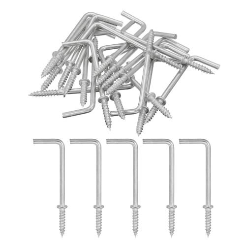 uxcell Western-style Bent Nails, 71mm Total Length, Pack of 20, Right-Angle Hooks, Screw Hooks, L-Shaped Metal Fittings, Carbon Steel, for Constructio