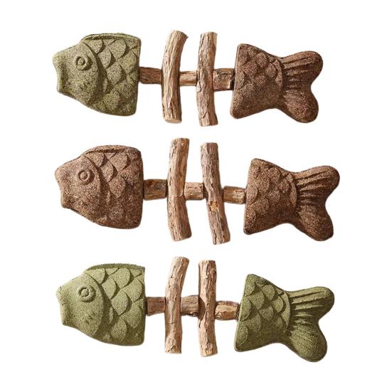 Natürliches Katzen-Kauspielzeug Fischgrätenform Katzenminze Silberrebe Kauspielzeug Zahnpflege Zahnreinigung Stick für Katzen Interaktives Spiel Mundgesundheit