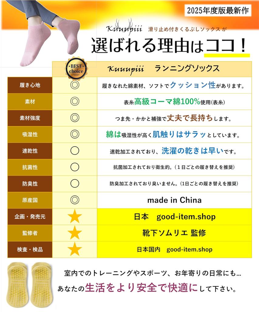 By a Sock Ankle Socks for and Set Pair Each of and [kuuupiii] [Supervised Sommelier] Non-Slip Women, Yoga, Stretching, Pilates, 100% Cotton, 3-Pair (1