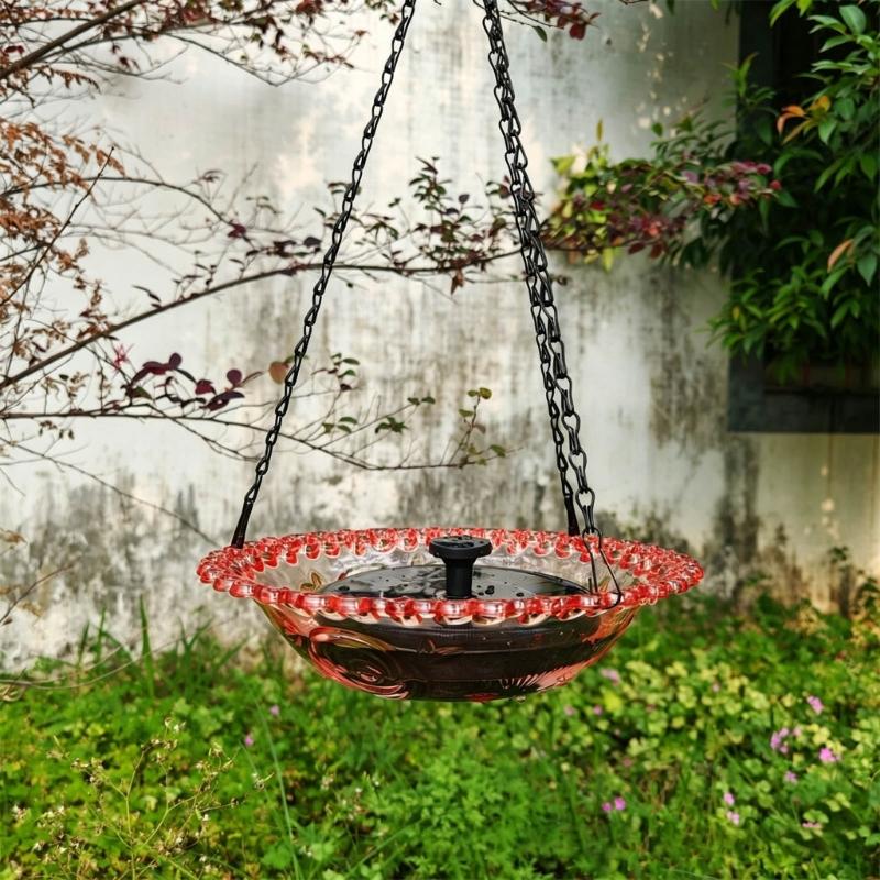 Solar Bird Baths Hangable Shower Bowl Solar Fountain For Bird Bath With Water Pumping Birdbath For Outdoor Garden