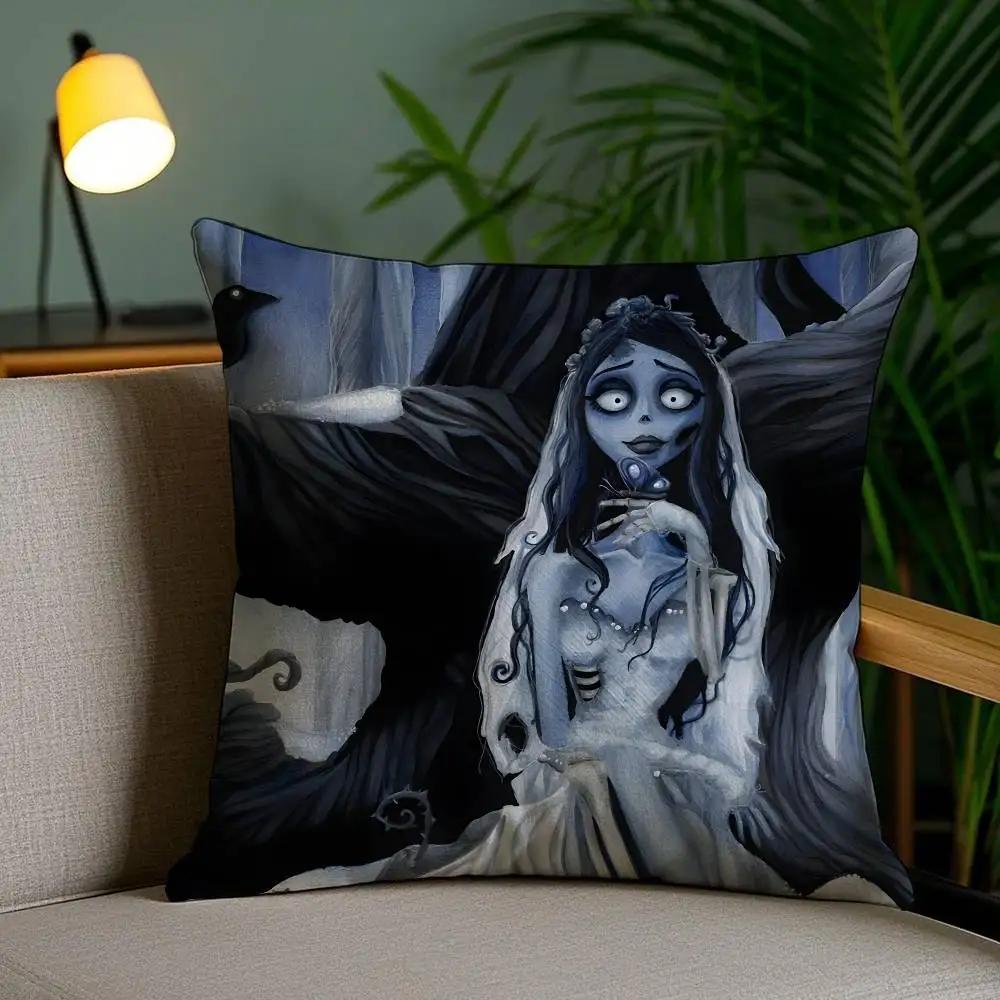 Movie Cartoon Corpse BrideB Pillow Case Antidustmite Pillowcase Invisible zipper silky short plush Sofa cushion cover