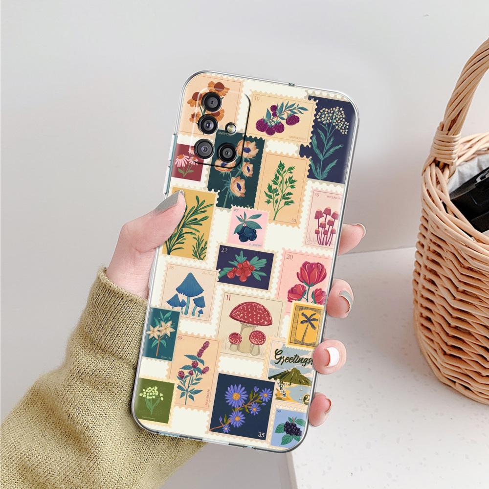 Phone Case For Samsung A15 A13 A35 A55 A51 A71 A41 A31 A21S A05 A17 A23 A25 A33 A53 A73 5G A07 4G Cover Vintage Stamp Puzzle