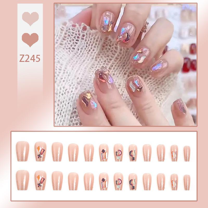 Luxurious Transparent Blush Bubble Rose Press-On Nail Set with Wearable Stickers