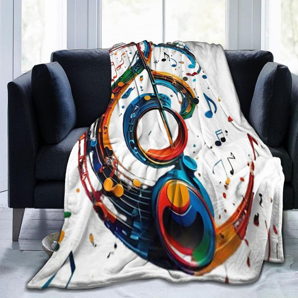 Colorful Musical Note Music Score Blankets Throw Blanket Multi-function Throw Blankets for Home Bedroom Throws Bedspread Quilt