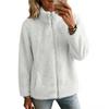 Women's Color Lined Zip Up Cardigan Jacket for Fall Winter Casual Wear