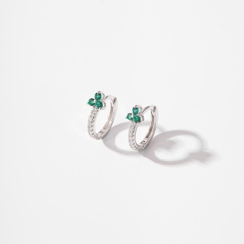 925 Sterling Silver Exquisite Inlaid Colored Zircon Geometric Flowers Earrings for Women Fashionable Versatile Jewelry