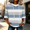 Damen Casual Kapuzen-T-Shirt mit 3/4-Ärmel und geometrischem Aufdruck