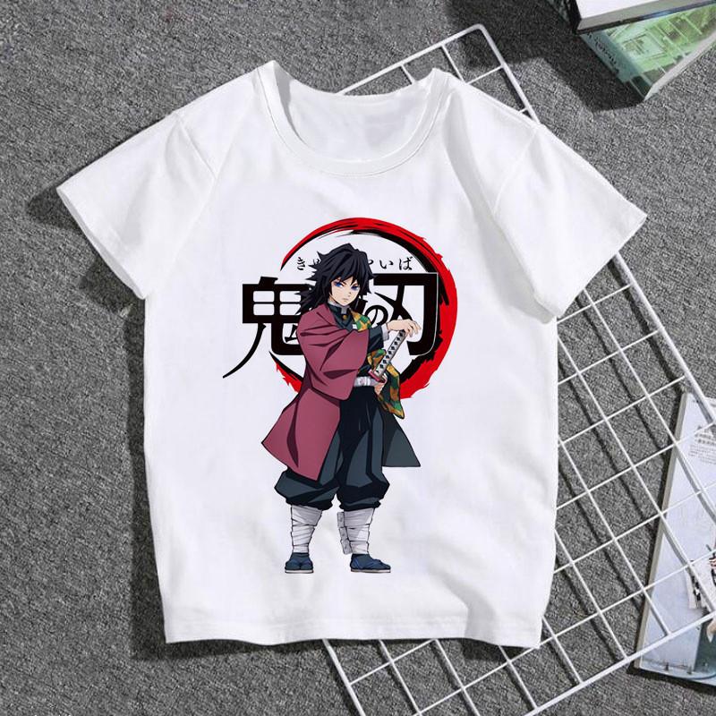 Fashion Cartoon Demon Slayer Anime Kimetsu No Yaiba Print Kids T-Shirt Summer Tees Loose Short Sleeve Women Tops Female Clothes