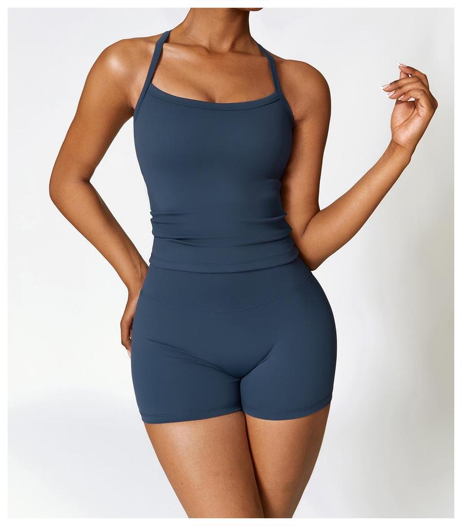 Women's European & American Style Quick-Dry Yoga Set: Tight Vest and Shorts for Outdoor Running and Fitness