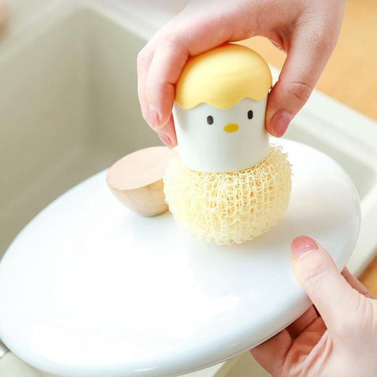 Cleaning Brush Easter Chicken Handle Non-Scratch Cleaning Ball Removable Scrubber Ergonomic Grip Kitchen Stove Sink Brush