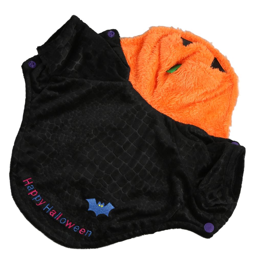 Dog Plush Clothes Thicken Padded Polyester Halloween Pumpkin Demon Bat Pattern Pet Cat Plush Coa