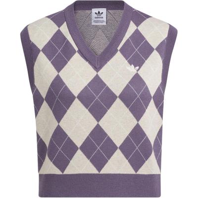 Originals Plaid Print V-Neck Pullover Sports Vest Women Tops Dark-Grey Violet Light-Brown IX7814