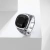 Retro European American Style Men'S Stainless Steel Ring, Fashionable Simple Creative Design, Synthetic Faux Gemstone,
