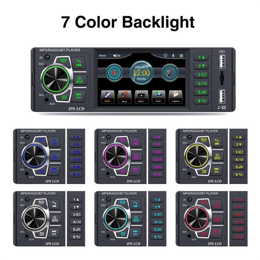 3.8" 1DIN Car Audio MP5 Radio Player FM Mirror Link Remote w/ Rear View Camera