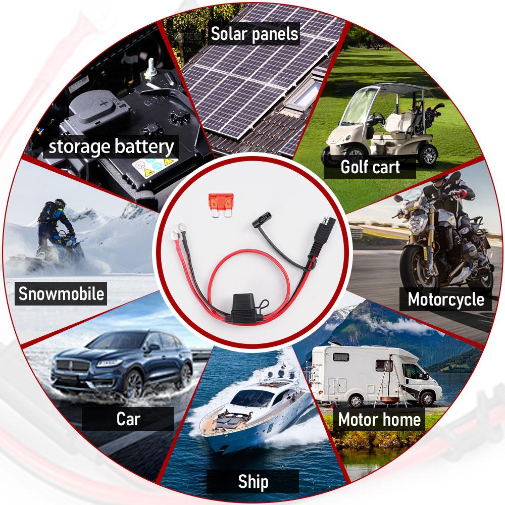 1-10 pezzi Cavo Batteria Moto 12V Connettori Rapidi SAE a O-ring Cavo di Estensione Rapida Filo Cavo 18AWG con Fusibile da 10A per Caricabatterie/Mantenitore di Batteria