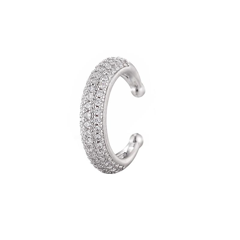 

1PC C Shape Round Cartilage Ear Clips For Women Ear Cuff AAAA Zinconia Clip On Earring Female Zircon Personality Accessories медный